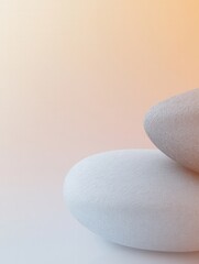 Poster - Minimalistic Zen-inspired background featuring smooth pebbles and soft pastel gradients for a calming aesthetic experience