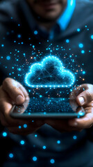 Poster - Man holding digital cloud data
