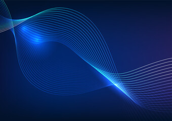 Fototapete - Abstract technology background. Overlapping curves represent big data technology collected by high-speed data transfer. Used in a corporate company, wallpaper, screen, presentation,illustration,vector