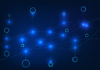 Fototapete - Abstract technology background. Overlapping and branching lines represent the integration of big data and transmission of data through high-speed internet networks used within the organization.