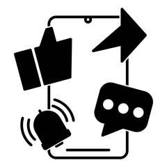 Poster - Mobile Phone with Social Media Icons for Sharing and Engagement