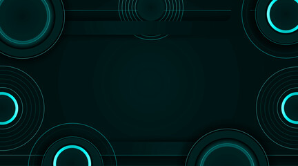 Poster - Abstract modern banner background | Decorative geometric background with circle pattern, shadow line | Elegant background for corporate, decoration, futuristic, texture with teal-cyan color 