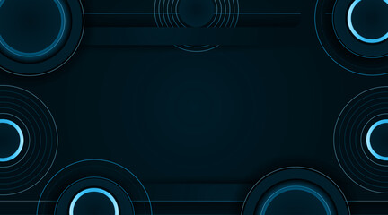 Poster - Abstract modern banner background | Decorative geometric background with circle pattern, shadow line | Elegant background for corporate, decoration, futuristic, texture with dark teal color 