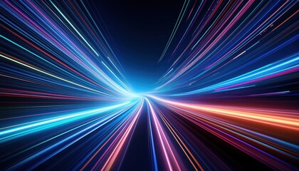 Poster - glowing tunnel of light representing high-speed data transfer in a futuristic digital environment