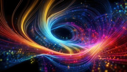 Poster - vibrant colorful swirl of glowing particles creating a stunning visual experience in motion