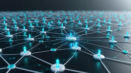 Aufkleber - illuminated network of blue and white lights depicting the future of iot and smart device connectivi