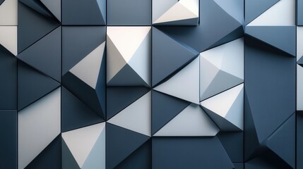 Poster - Geometric background featuring angular shapes in navy blue, gray, and white, symbolizing governance and modernity