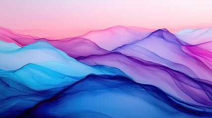 Aufkleber - Ink illustration abstract background concept. Vibrant, flowing abstract landscape with soft colors and smooth curves.