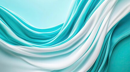 Aufkleber - Vibrant color art abstract background idea. Elegant fabric texture in soothing aqua and white tones, perfect for design projects.