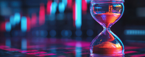 Poster - Hourglass with colorful sand, symbolizing time management and urgency