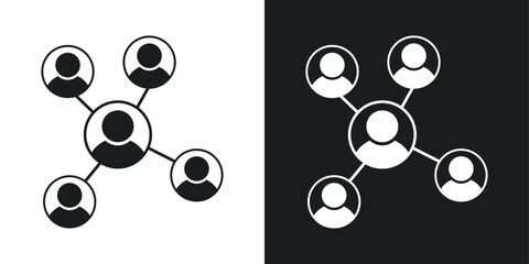 Chart network icons set in flat filled style.