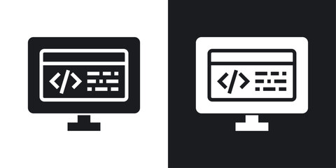 Display code icons set in flat filled style.