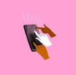 © Iryna Auhustsinovich/Stocksy - various color hands press the smartphone
