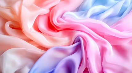 Poster - Colorful Soft Silk Fabric Draped Elegantly with a Flowing Texture