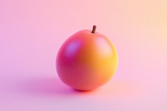 A digitally rendered pear with pink and yellow gradient colors