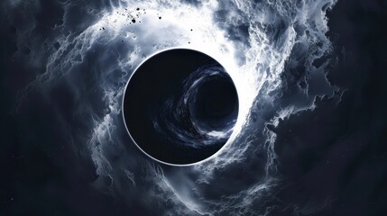 Wall Mural - Abstract black hole with a starry background Abstract cosmos with a black hole and light swirls