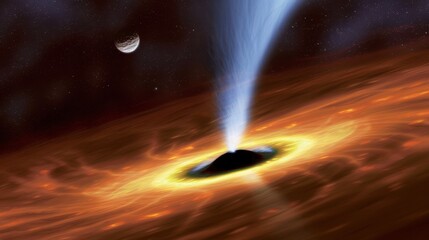 Wall Mural - Abstract black hole with a glowing aura Abstract universe with a black hole and cosmic swirls