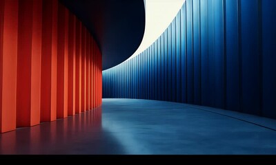Poster - Abstract architectural corridor, vibrant colors