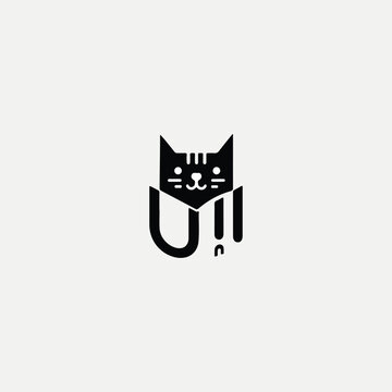minimalist cat vector logo design