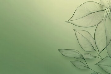 Aufkleber - Elegant botanical line art featuring subtle leaf textures on a soft green background designed with a modern eco-friendly aesthetic