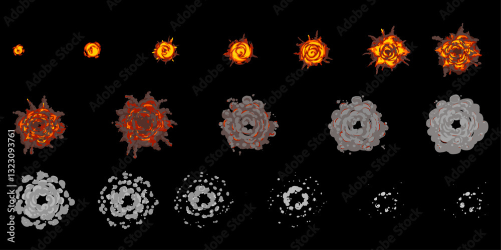 Cartoon explosion Animation. Animated smoke explosion vector. motion ...
