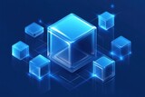Network of glowing blue cubes.