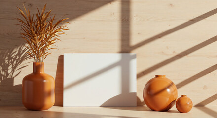 Poster - Elegant eco friendly business card mockup with natural elements. Generative AI