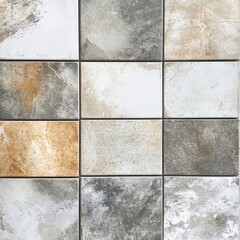 Poster - Ceramic tiles in various earthy tones ideal for home decor or renovation projects