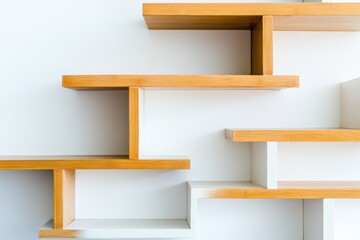 Poster - Modern bookshelf design with unique geometric shapes on a clean white background