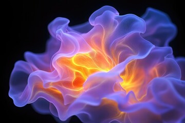 Poster - Abstract art depicting a vibrant, glowing, purple and orange nebula-like form.