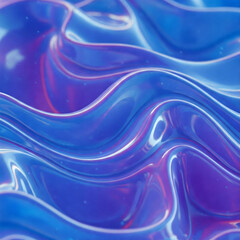 Poster - Futuristic liquid texture with iridescent blue and purple reflections. Abstract waves create a mesmerizing, fluid-like pattern, perfect for backgrounds, design elements, or digital art concepts.