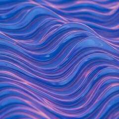 Poster - Futuristic liquid texture with iridescent blue and purple reflections. Abstract waves create a mesmerizing, fluid-like pattern, perfect for backgrounds, design elements, or digital art concepts.