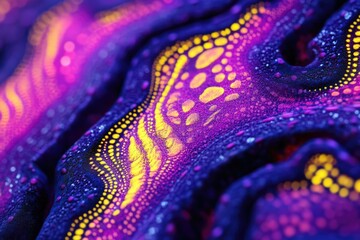 Poster - Abstract close-up of vibrant purple and yellow textured surface with dotted patterns.