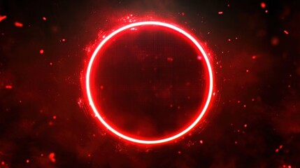 Aufkleber - A glowing red circular shape surrounded by a dark, smoky background, creating an atmospheric digital effect.