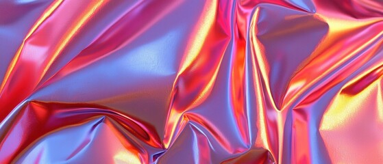 Aufkleber - A vibrant, reflective surface with crumpled textures in shades of blue and pink.
