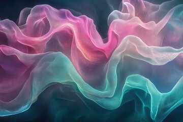 Poster - Abstract pastel fabric swirls, soft, ethereal, and flowing with a dreamy, delicate texture.