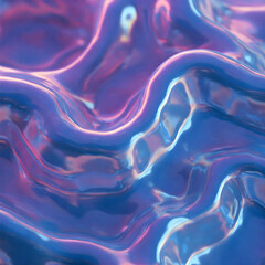 Poster - Futuristic liquid texture with iridescent blue and purple reflections. Abstract waves create a mesmerizing, fluid-like pattern, perfect for backgrounds, design elements, or digital art concepts.
