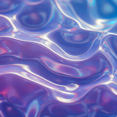 Poster - Futuristic liquid texture with iridescent blue and purple reflections. Abstract waves create a mesmerizing, fluid-like pattern, perfect for backgrounds, design elements, or digital art concepts.