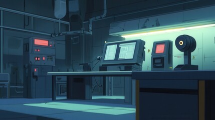 Fototapete - High-tech laboratory with a robot in focus during an experimental setup at a futuristic research facility