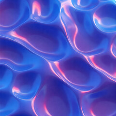 Poster - Futuristic liquid texture with iridescent blue and purple reflections. Abstract waves create a mesmerizing, fluid-like pattern, perfect for backgrounds, design elements, or digital art concepts.