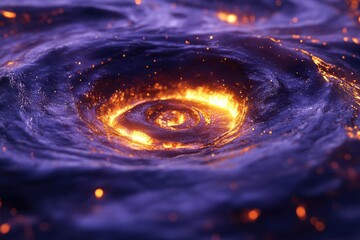 Poster - Fiery vortex swirling in a dark, fluid substance, embers glowing intensely.
