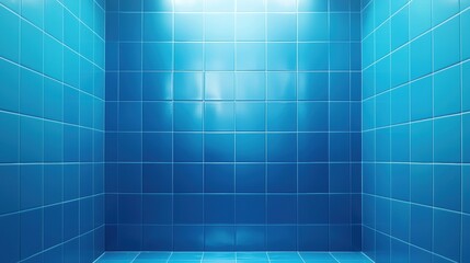 Aufkleber - A serene blue tiled space, featuring smooth, glossy tiles and bright lighting, creating a tranquil and clean atmosphere.