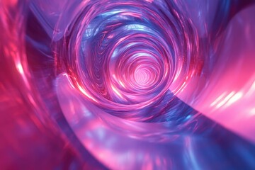 Fototapete - Abstract swirling tunnel of vibrant pink and blue light, creating a mesmerizing visual experience.