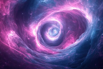 Aufkleber - A mesmerizing cosmic swirl of pink and blue nebulae, creating a vibrant and ethereal space scene.