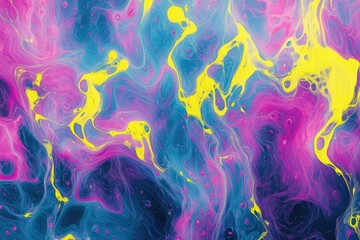 Aufkleber - Abstract artwork featuring vibrant swirls of pink, purple, yellow, and blue paint, creating a mesmerizing, fluid design.