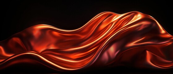 Aufkleber - A close-up of luxurious, flowing red fabric draped elegantly against a dark background, showcasing its rich texture and shine.