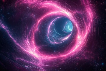 Aufkleber - A mesmerizing cosmic tunnel of pink and blue energy swirls through space, creating a vibrant, otherworldly scene.