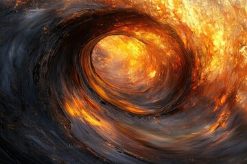 Poster - Abstract swirling vortex of fiery, molten lava and dark, smoky hues. A fiery cosmic swirl.
