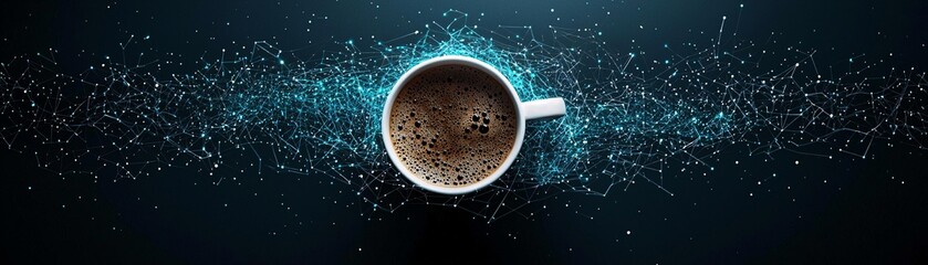 Poster - A cup of coffee, but inside the cup is an entire swirling galaxy, deep space surrealism, ultra-high-resolution details, mesmerizing colors, fine art photography, cinematic lighting