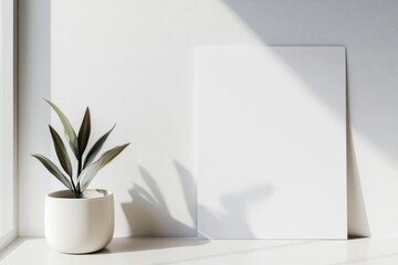 Poster - High resolution mockup of an A4 white paper poster attached with a paperclip on a minimalistic wall
